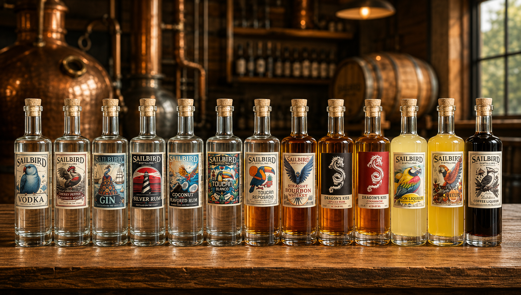Sailbird Distilling product lineup